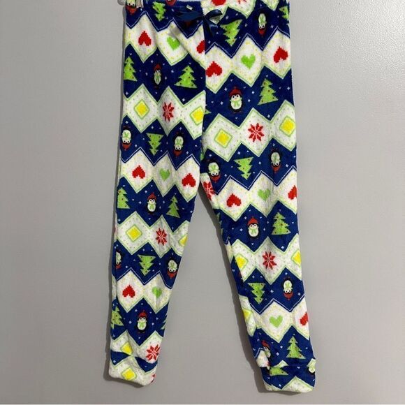 Plush blue and green Christmas pajamas NWOT size L,L,M - Picture 2 of 7